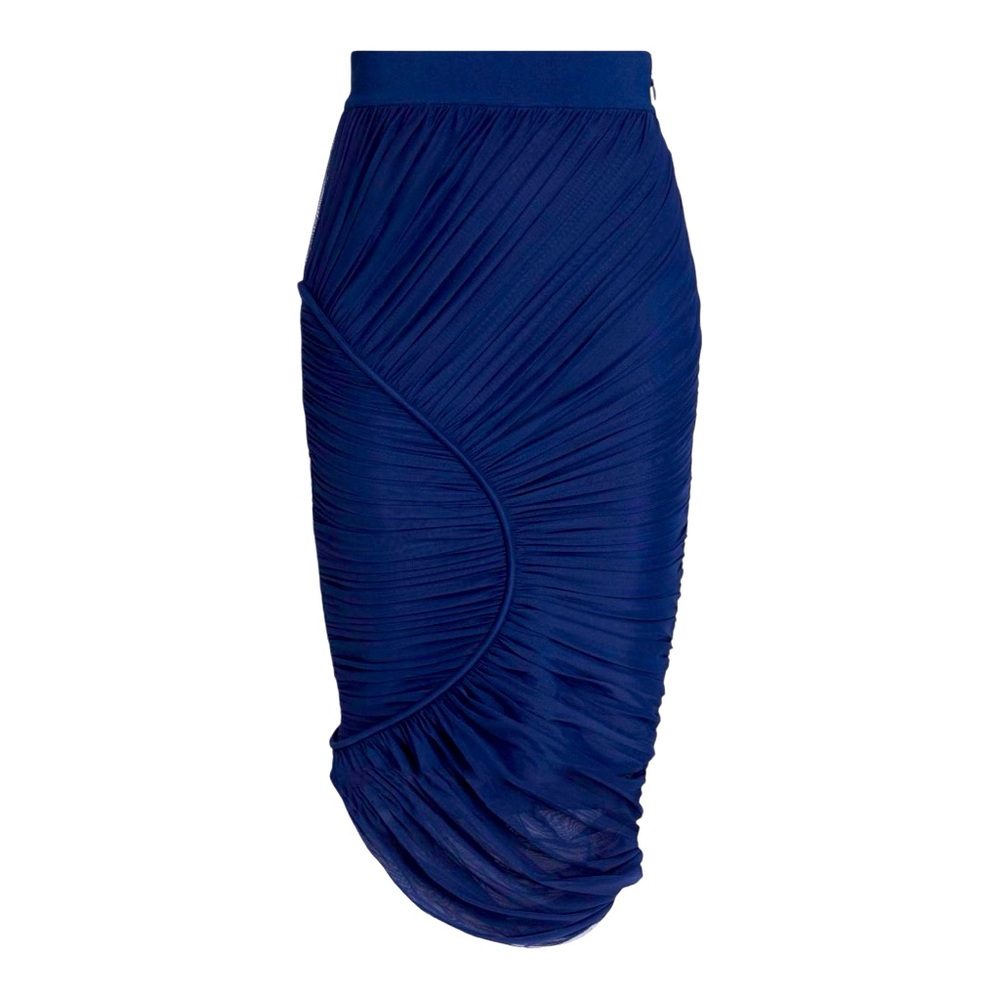 HERVE LEGER Ruched Mesh Midi Pencil Skirt